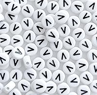 Vista 54 de 100 cuentas de letras blancas redondas de acrílico del alfabeto, cuentas de la letra L, para hacer joyas, pulseras, collares, llaveros, bricolaje