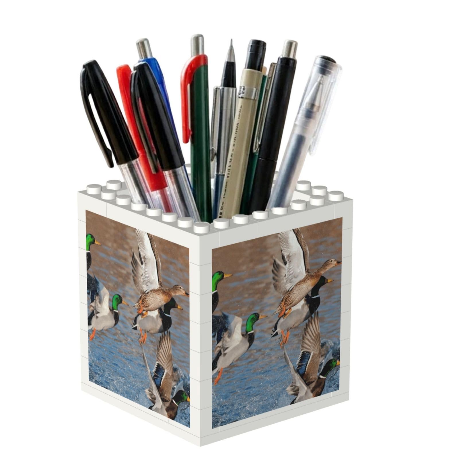 Poadnly Wild Duck, Pen Pot Pencil Holder for Office Home School, Compact Desk Organiser for Office Stationery