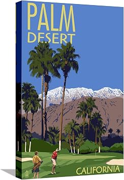 AllPosters Stretched Canvas Print Palm Desert, California - Golfing Scene by Lantern Press, 12x18
