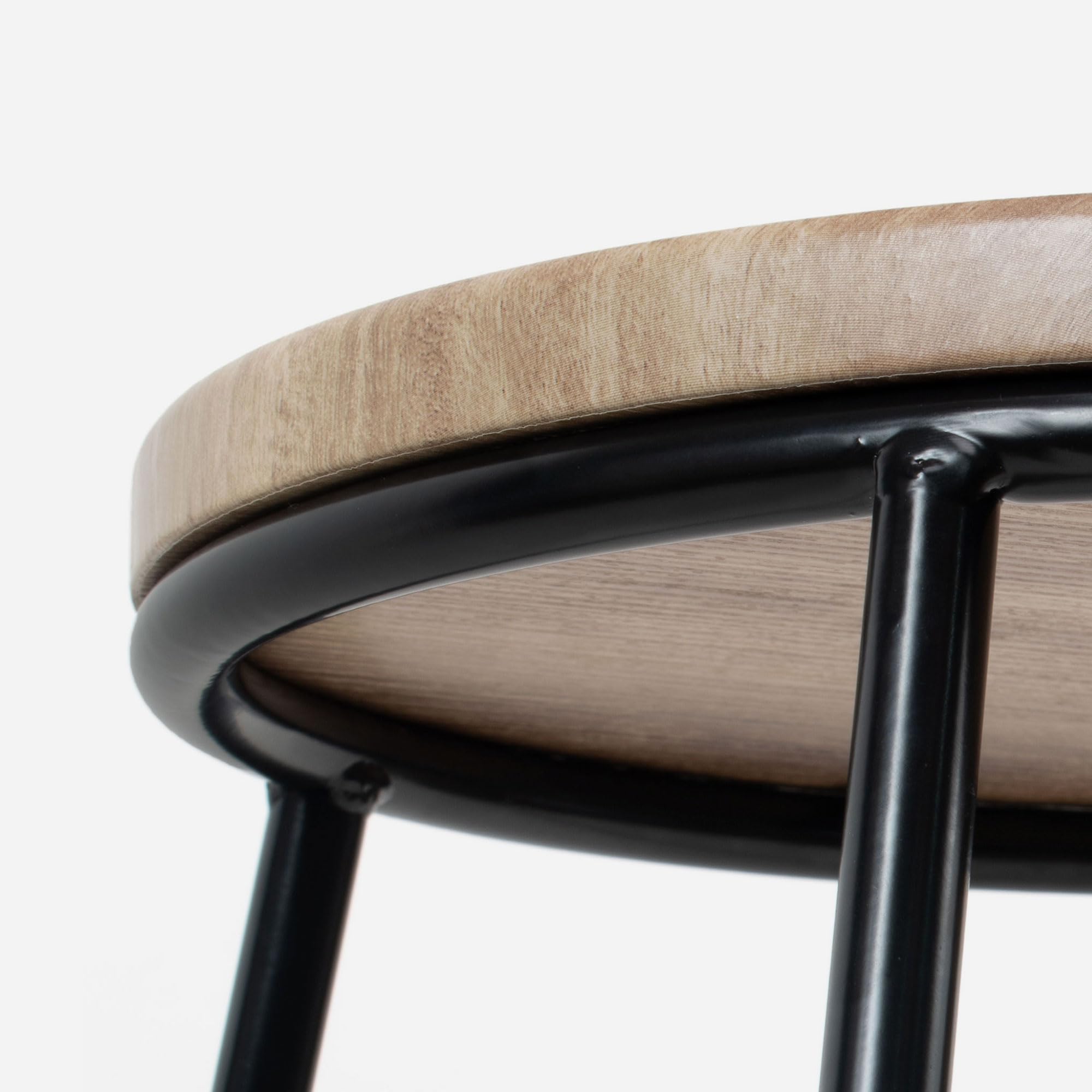 THE SECRET HOME Pack 2 Taburetes Altos Cocina y Bar | Estilo Industrial Moderno | Asiento Madera Clara y Metal Negro | Ideal para Isla de Cocina y Desayunador | Taburete Alto Resistente |Altura 71 cm