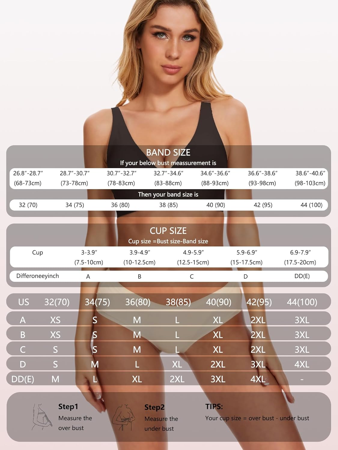 Deep V Wireless Bras for Women, Women's Full Coverage Push Up Seamless Bra No Underwire, Smoothing Seamless Bralettes - Image 6