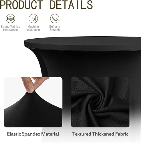 Miniatura 4 de ANMINY Fundas redondas para mesa de cóctel con falda con volantes, extraíble, lavable, de elastano, elástico, para mesas de bar altas de 24 x 43