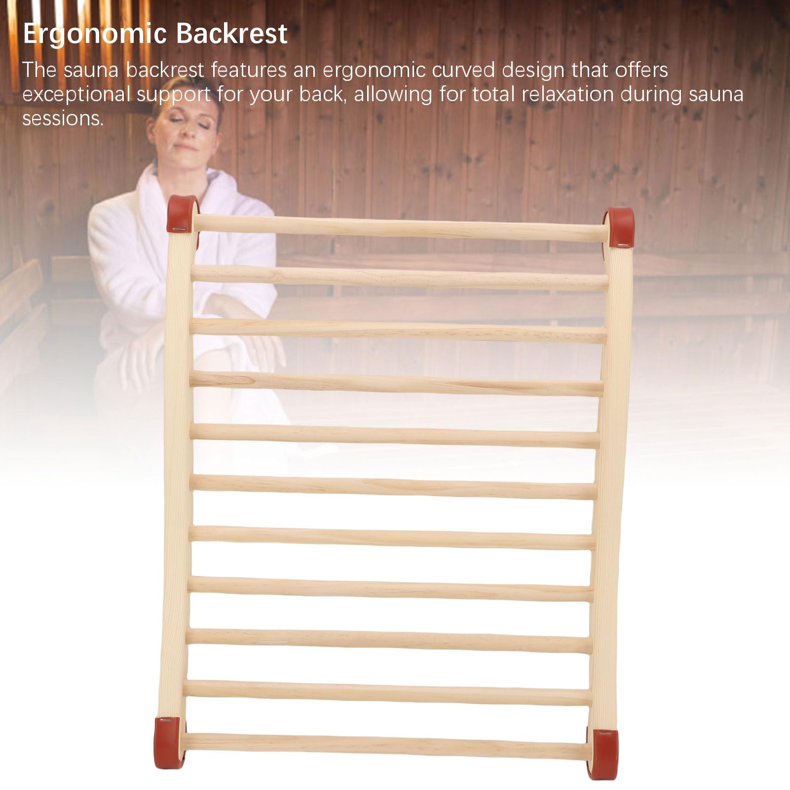 Pssopp Schienale per Sauna Supporto per Schiena per Sauna in Legno Pino Design Ergonomico Curvo con Imbottitura per Cappello e Pantofole Comfort Antiscivolo per l'uso in Familiare in Palestra
