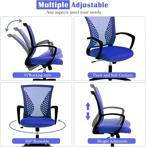 Miniatura 3 de Silla ergonómica de oficina, silla de escritorio de malla para computadora, silla de oficina en casa con soporte lumbar, reposabrazos moderna