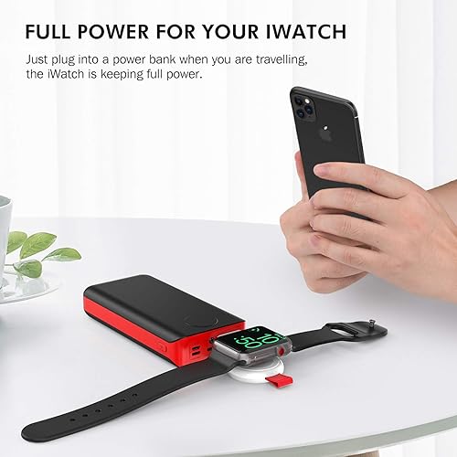 Miniatura 10 de i.VALUX Cargador de reloj para Apple Watch Series 7, paquete de 2 cargadores inalámbricos magnéticos portátiles para iWatch de carga rápida USB