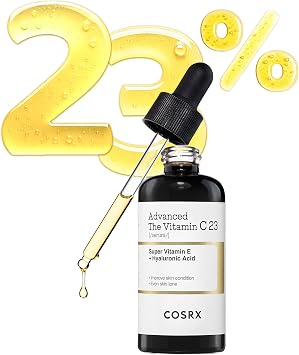 COSRX Raw Vitamin C 23 Serum, 2 Generation, 0.7 fl oz 20 ml, Vitamin C Beauty Serum, 100% Pure Raw Vitamin C, Pure Vitamin C, Pore Care, Tightening, Transparent, Glossy, Skin Tone, Sensitive Skin