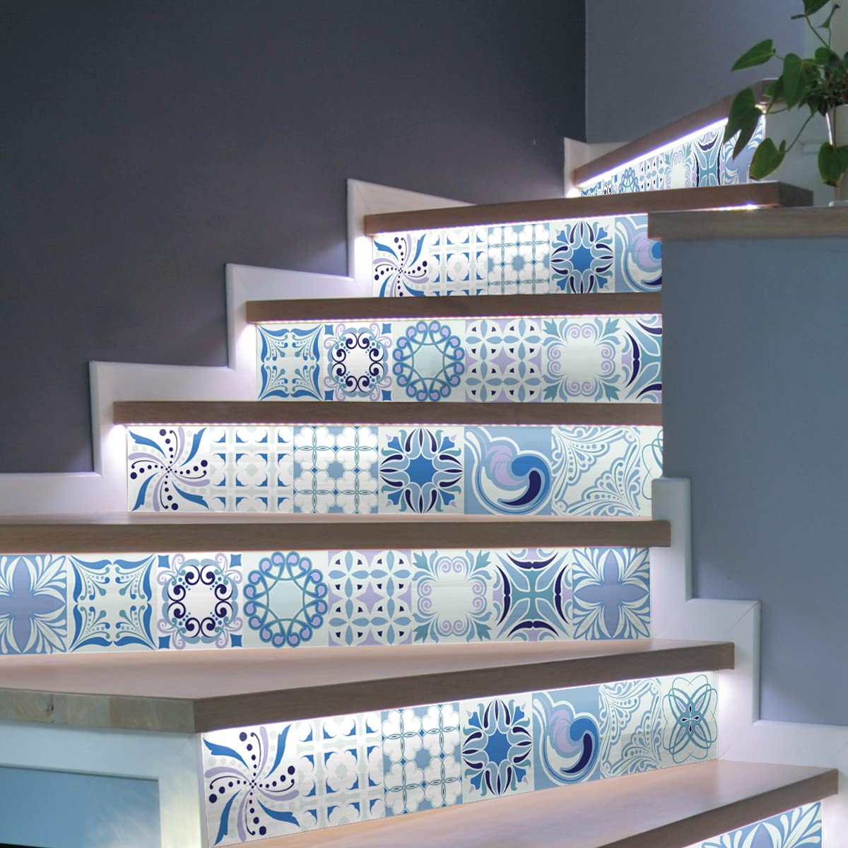 Ambiance Sticker Livio Stair Tile Stickers for Stairs Tiles - 2 Strips of 20 x 140 cm, 2 bandes (20 x 140 cm) - Image 3