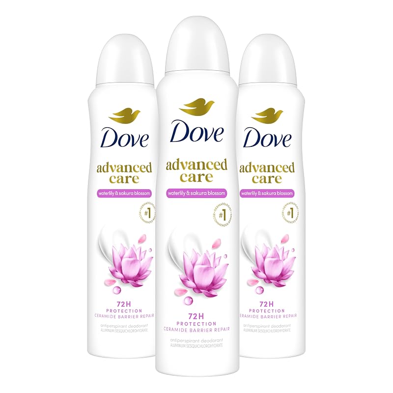 Desodorante antitranspirante em spray Dove Waterlily & Sakura, 3 unidades de 107 g