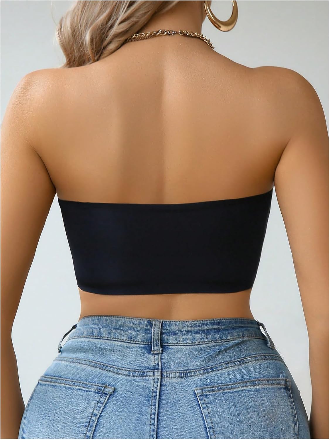 OYOANGLE Women's Front Closure Strapless Bra Non Slip Padded Bandeau Bra - Image 2