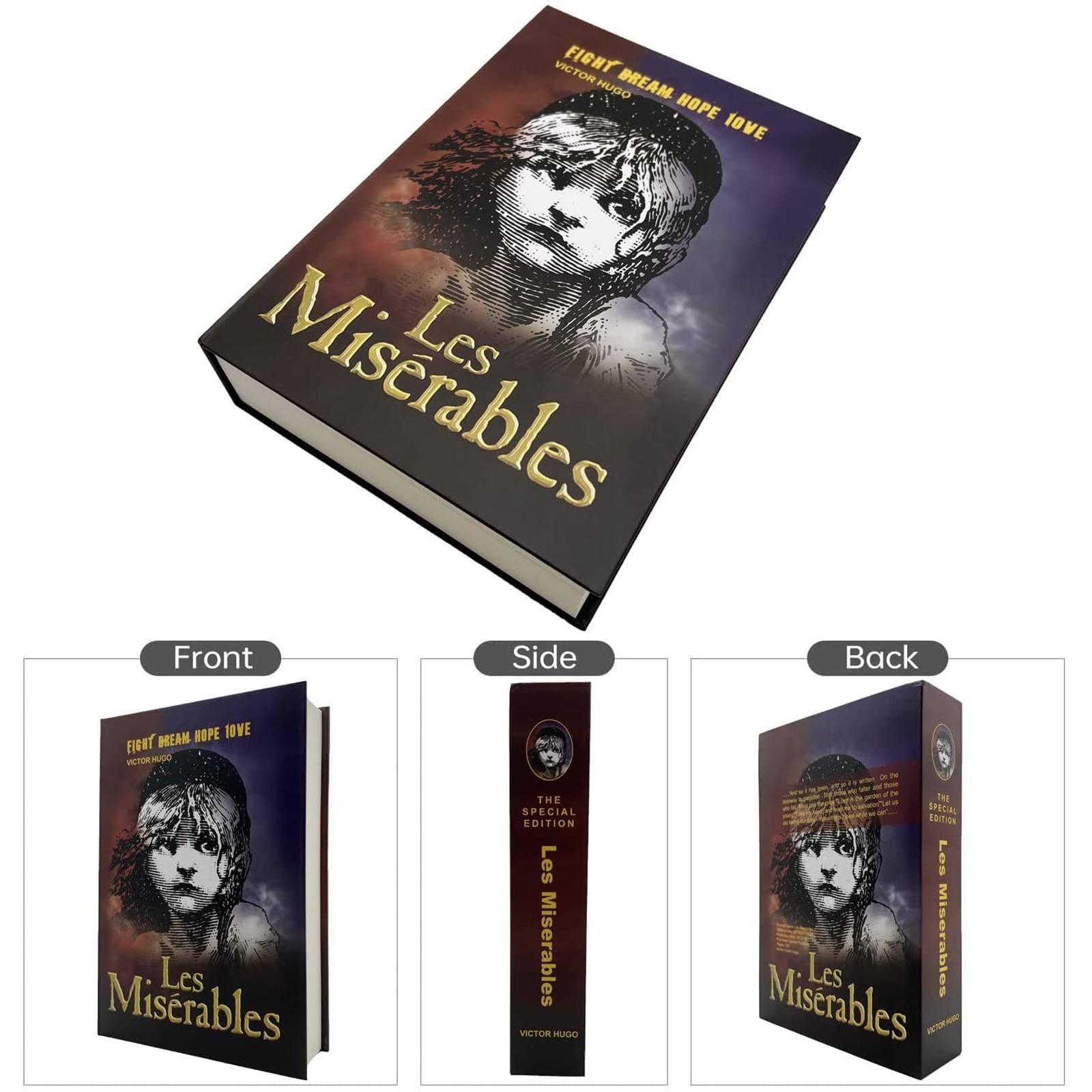 Buchtresor Geldkassette Echtes Papierbuch sicher tresor für Schmuck, Geld und Bargeld, hohl mit verstecktem Fach, Buchsafe mit 2 Schlüssel,Red-key
