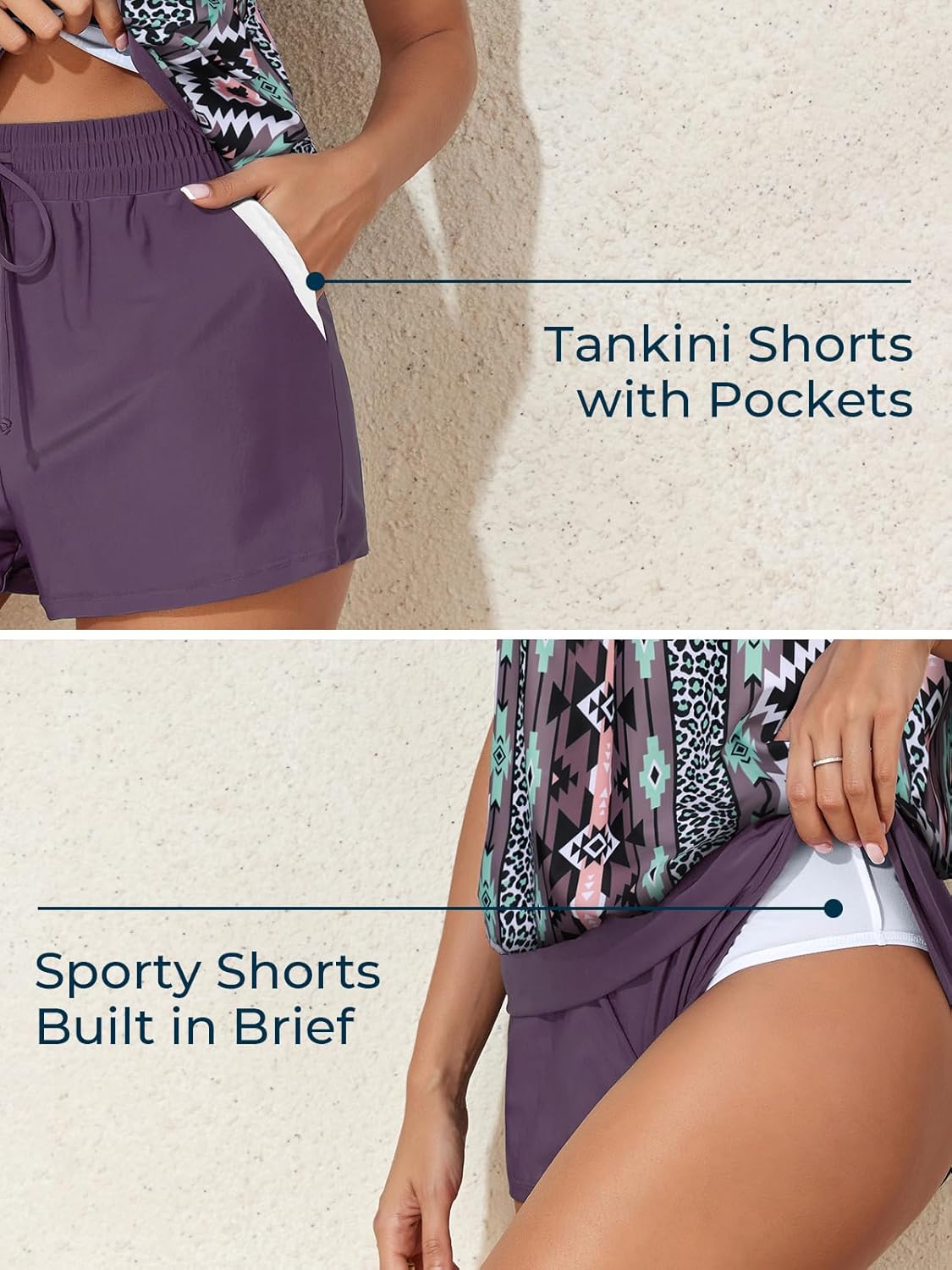 Summer Mae Blouson Women's Tankini Swimsuits Tummy Control Modest 2026 Two Piece with Sporty Pockets Bathing Suits - Image 4