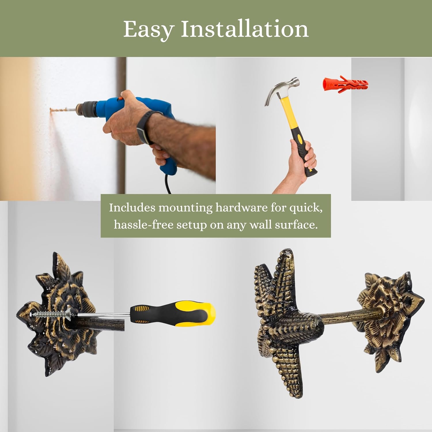 Starfish Curtain Holdbacks Set of 2 – Rustic Metal Coastal Drapery Tiebacks for Curtains – Nautical Decorative Wall-Mount Hooks for Living Room, Bedroom, Beach House, Patio Window Treatment