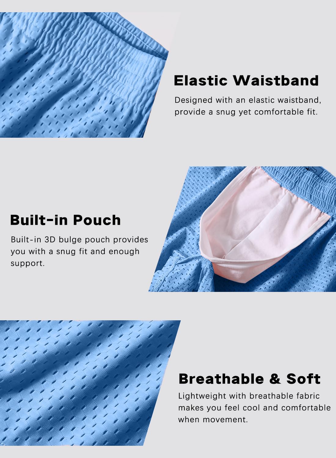 MIZOK Pantalones cortos de malla para hombre, de 3 pulgadas, para correr o ir al gimnasio