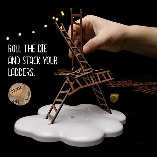 Miniatura 4 de Catch the Moon - Juego de mesa apilable de destreza para 1 a 6 jugadores, hermoso diseño y tema caprichoso, escaleras de madera de equilibrio para