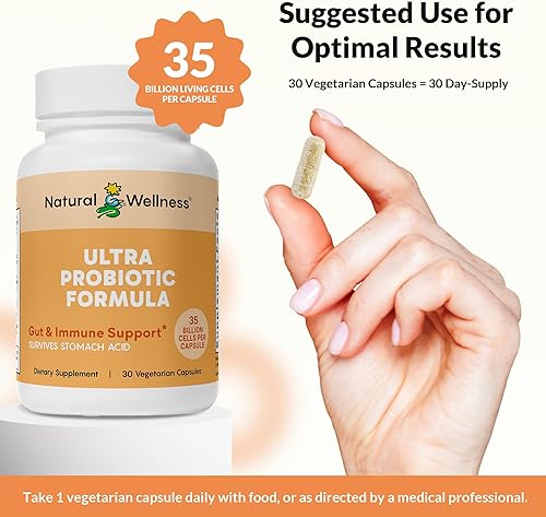 Miniatura 7 de Natural Wellness - Ultra Probióticos - 35 mil millones de células viables por cápsula vegetariana - Suministro de 1 mes