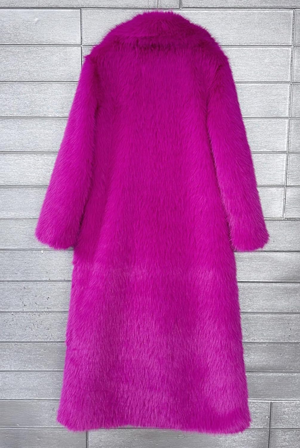 Vickstco Fluffy Faux Fur Overcoat,Warm Outwear Parka Long Coat with Sleeves - Image 2