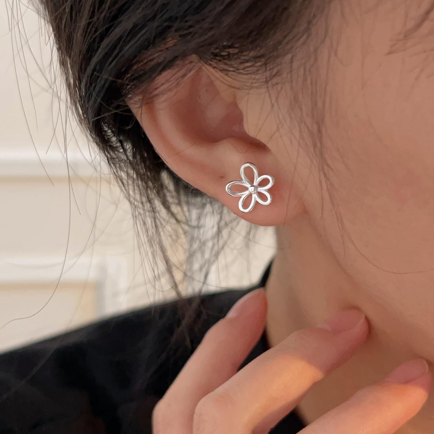 Stud Earrings Hypoallergenic Flower Little Cartilage White Gold Plated Silver Piercing Jewelry Small Earrings for Women Teen Tiny Mini Daisy Polished Brass- 12 - Image 2