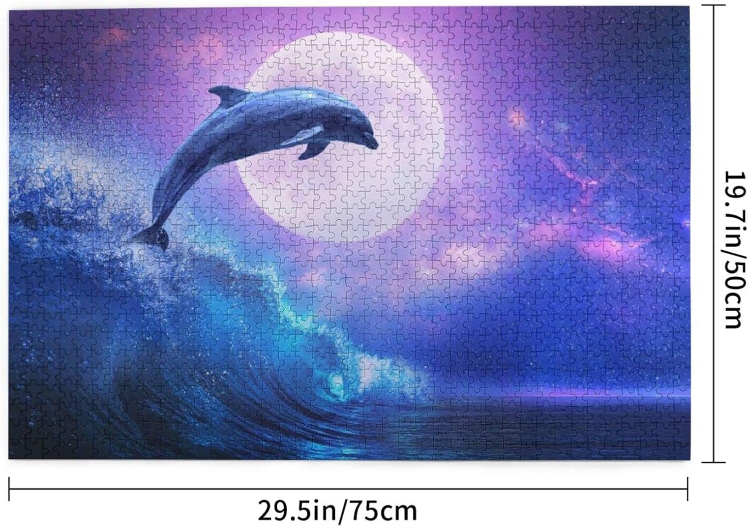 Amazon Co Jp イルカと月のジャンプ 1000ピース ジグソーパズル 木製パズルデコレーションギフト 50x75cm 装飾壁画 ホーム キッチン