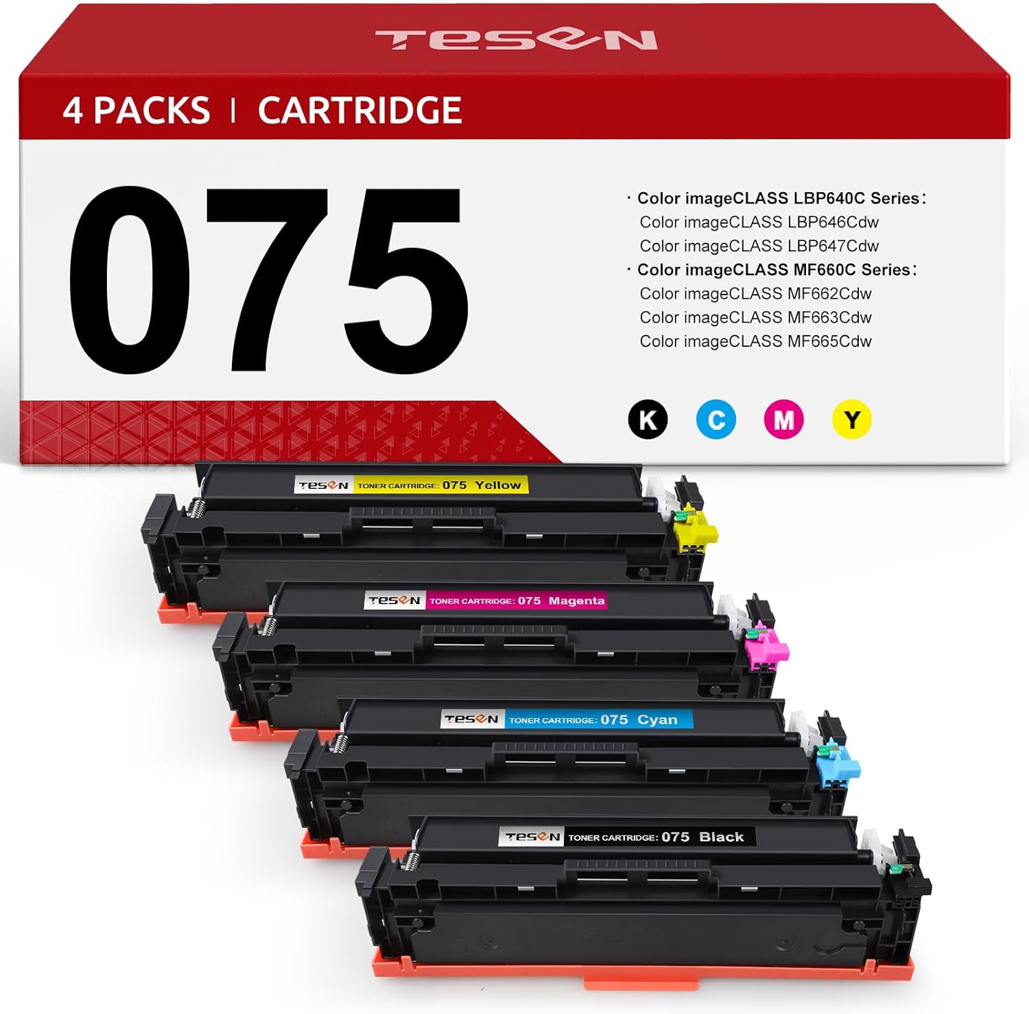 075 Toner Cartridge Set 075H: MF663Cdw MF665CDW LBP646Cdw Compatible for Canon 075 075H Color ImageCLASS MF660c MF662CDW LBP647Cdw LBP640c Printer 4 Pack High Yield Ink (Black Cyan Yellow Magenta)