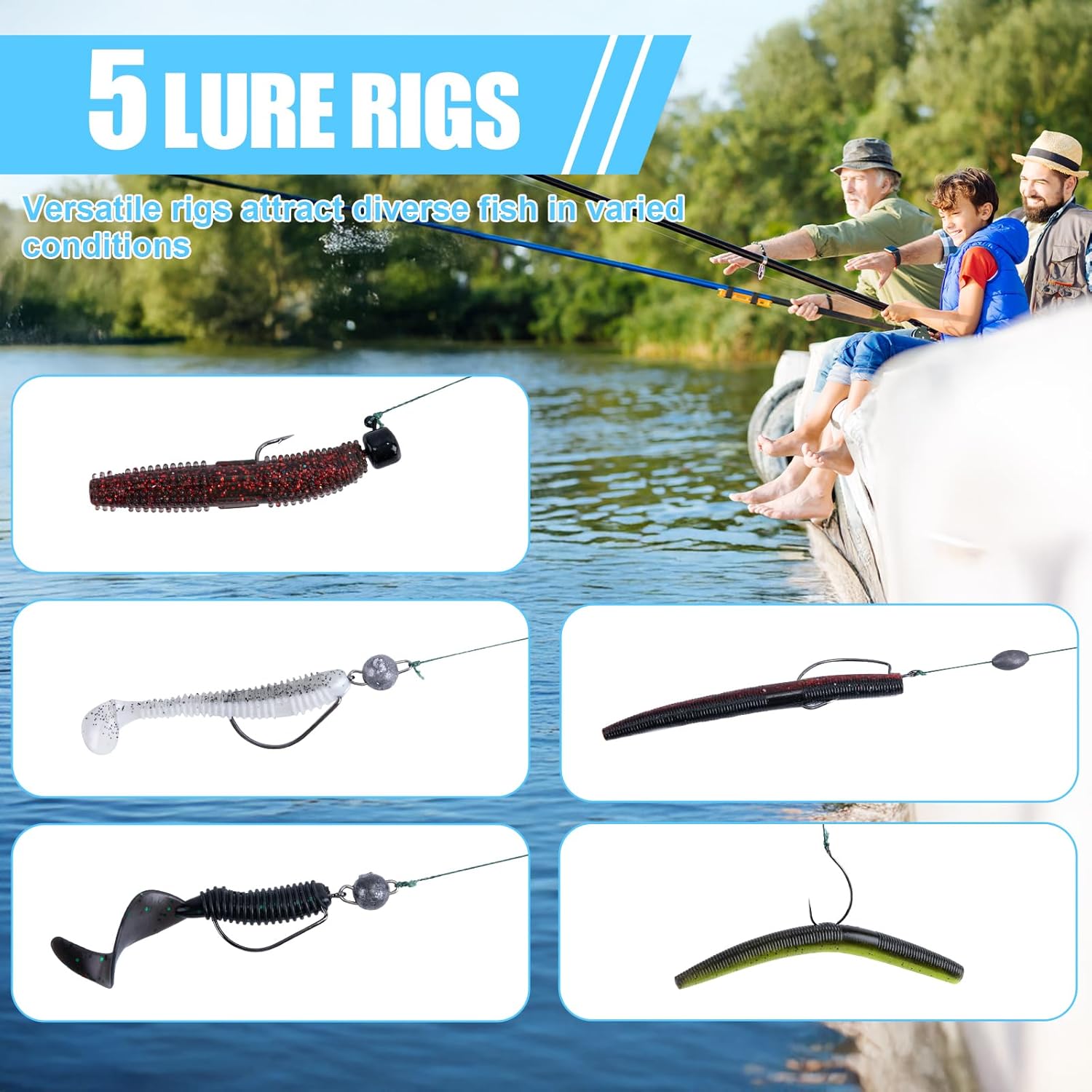 Goture Fishing Lures Kit,164pcs Bass Fishing Kit Including Soft Plastic Baits, Worms, Minnow, Crankbaits, Hooks,Swivels,Sinker Weights,3700 Tackle Box, Freshwater Fishing Gear Lure Set, Gifts of Men