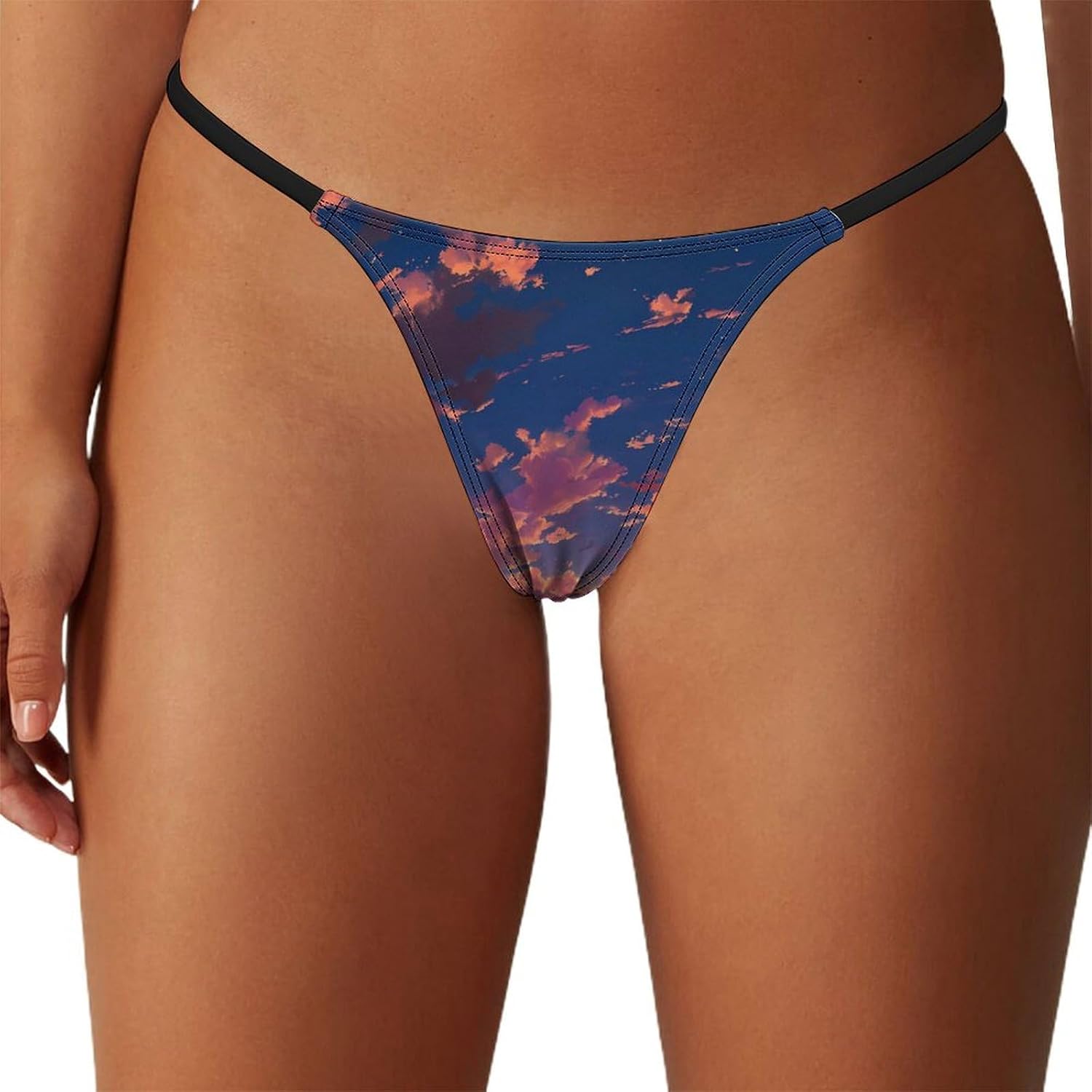 Sunset Sky Scattered Clouds Women's G-String Thong Underwear T-Back Panties Low Rise Underpants