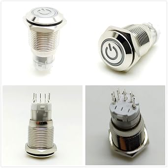 Car Horn Button Switch Current Push Button Switch 12 V LED Self-Locking Push Button Switch Start Button Switch On/Off Car Power Push Button Switch 16 mm Metal Rocker Switch