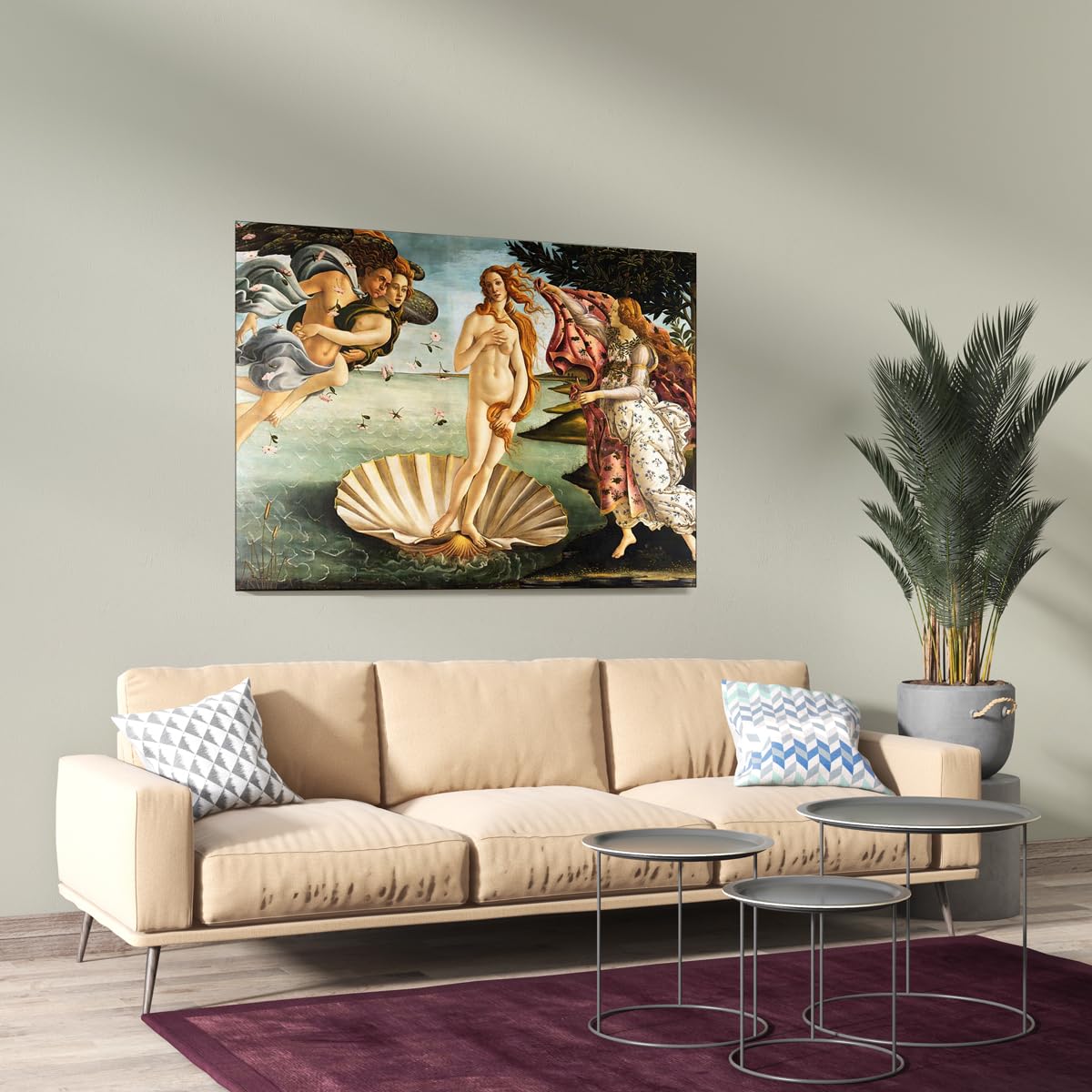 El Nacimiento de Venus | Sandro Botticelli | Renacimiento | Cuadro Canvas Wall Art | Impresión Giclée lienzo algodón puro | Bastidor 3cm | 55x75cm