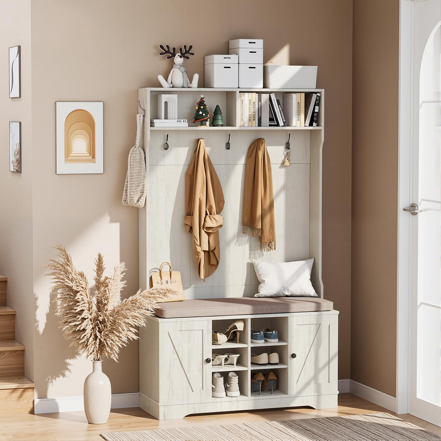 Hall Tree with Bench Entryway Coat Rack with Shoe Storage