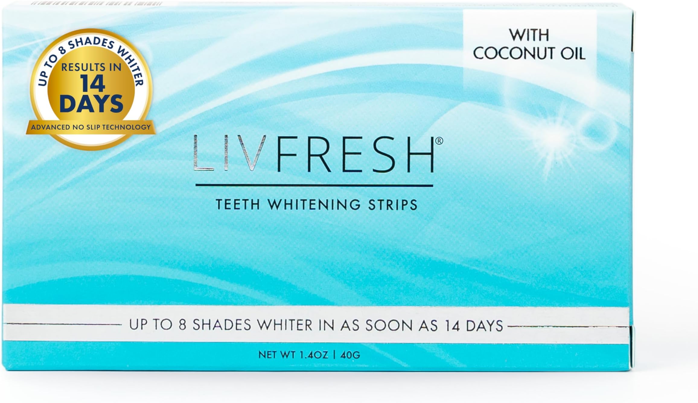 Teeth Whitening Strips, Results in 14 Days, Cleans Teeth & Reduces Plaque, Enamel Safe, for Sensitive Teeth, Uses Coconut Oil & Hydrogen Peroxide, No Slip Teeth Whitener, 14 Treatments