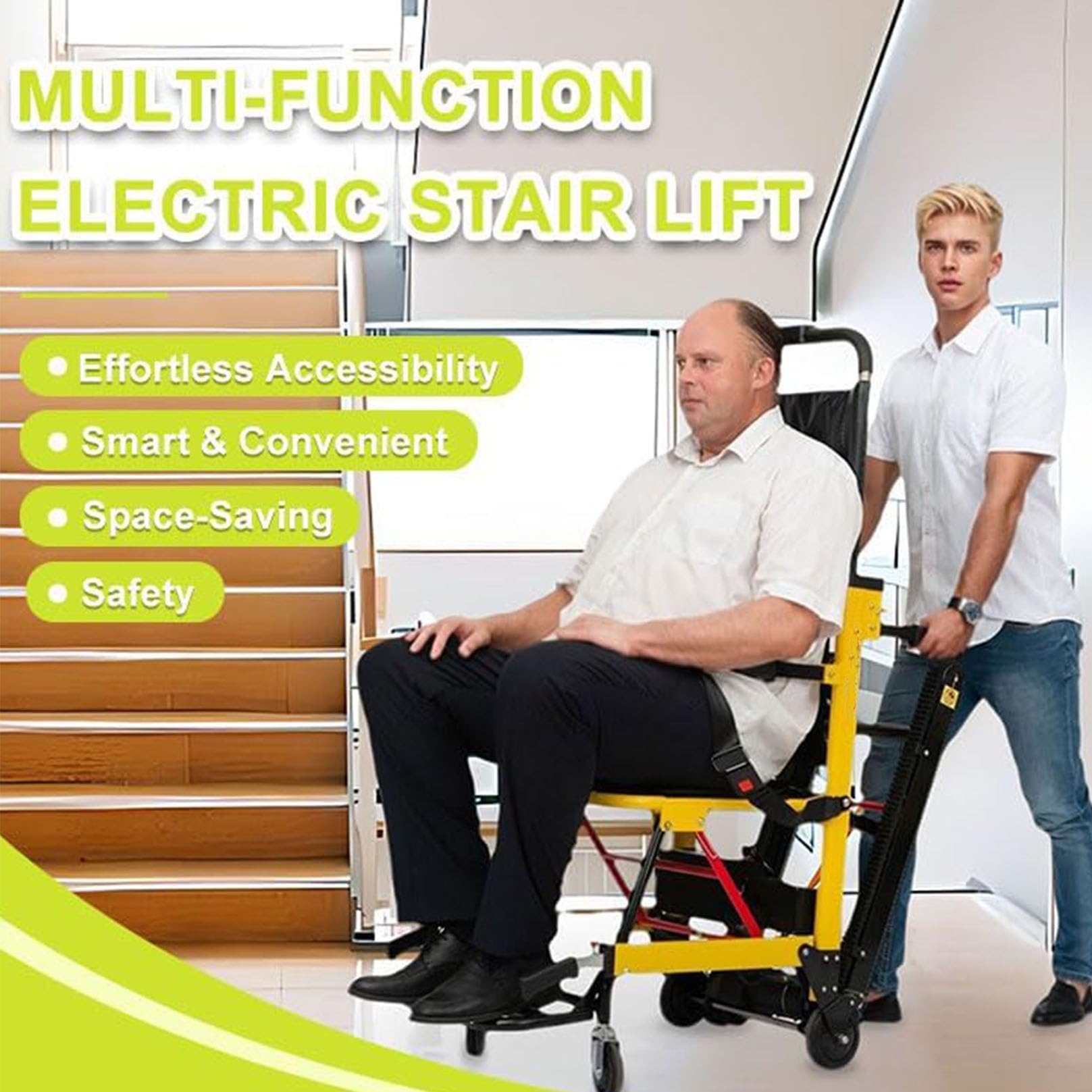 Silla de ruedas eléctrica para subir escaleras, capacidad de carga de 370 libras, elevador portátil motorizado para ancianos, incluye batería de litio