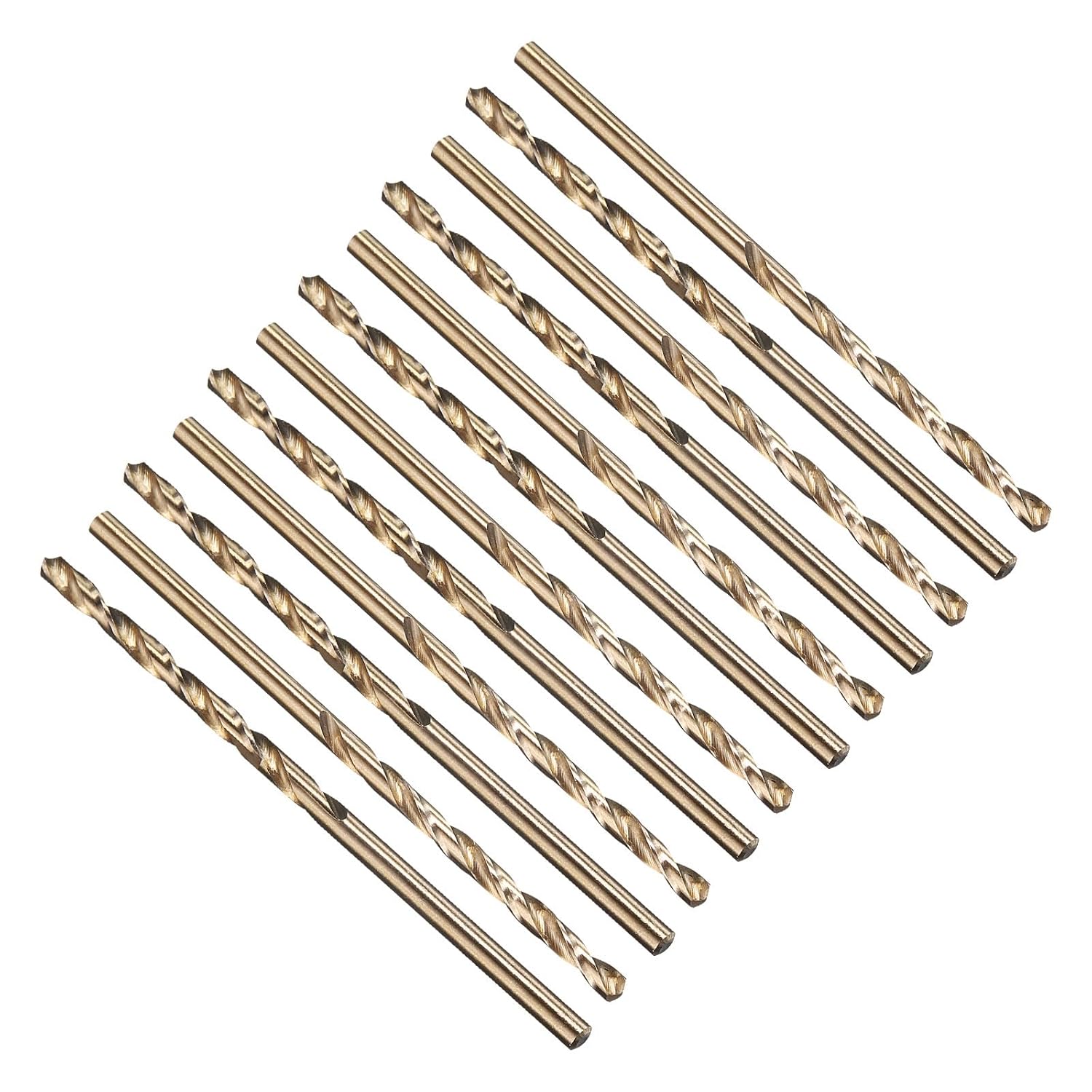 12pcs Drill Bit - [#45 Diameter] 2.083mm M2 HSS Micro Mini Cutting Tool for Machining Hard Metal Woodworking Handicraft Use, 135° Cutting Angle Gold