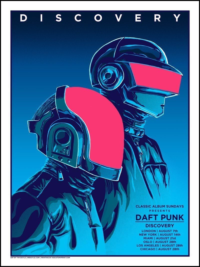 Scotch Painter's Tape Posters Elite's Daft Punk Discovery Album Cover Guy-Manuel de Homem-Christo Thomas Bangalter 12 x 18 Inch Poster Print Rolled Wall Decor