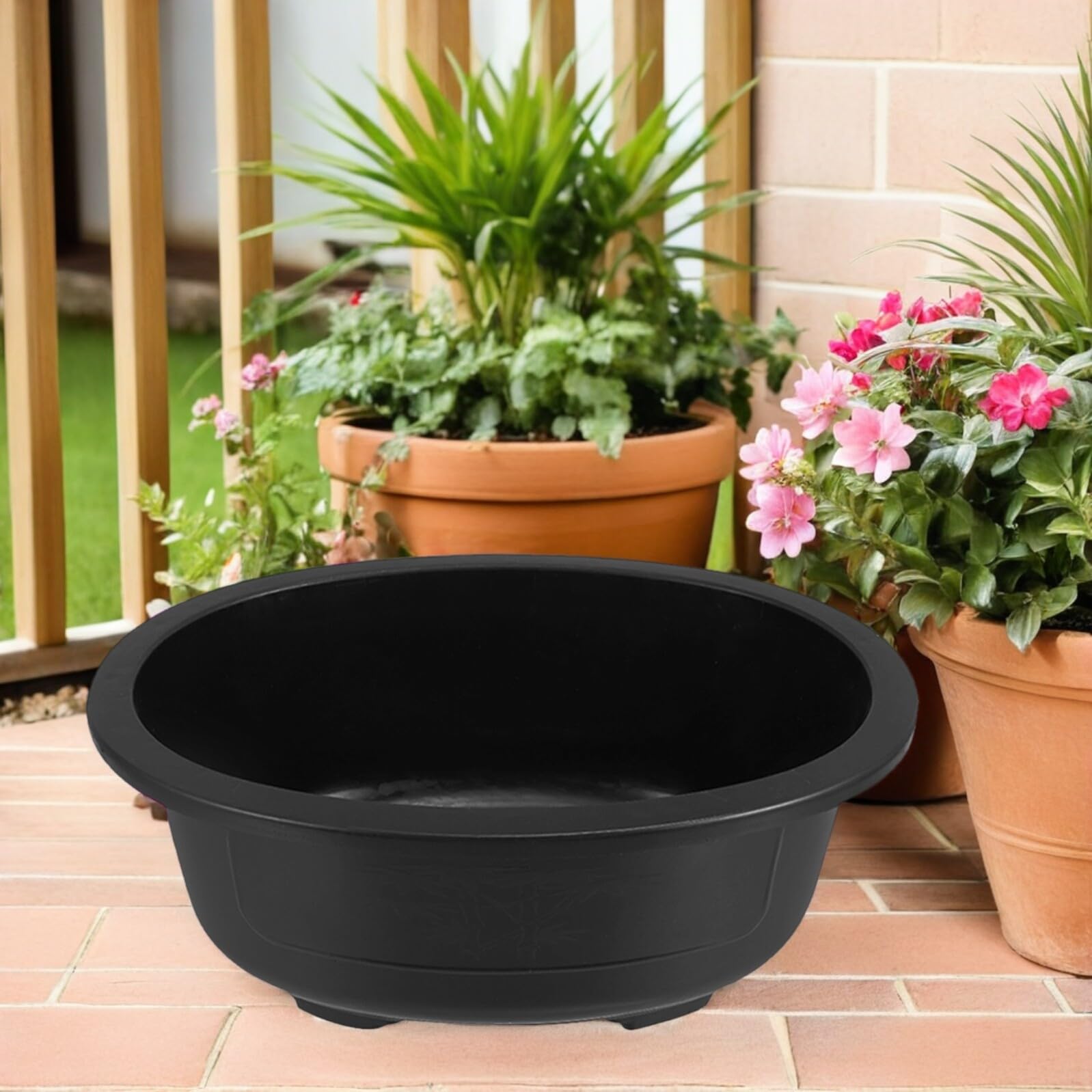 Lot de 2 pots ovales en plastique pour bonsaï 50 x 39 cm – Idéal pour l'entraînement des arbres et plantes succulentes, parfaits pour le jardin, la cour, la décoration de bureau, pots durables pour