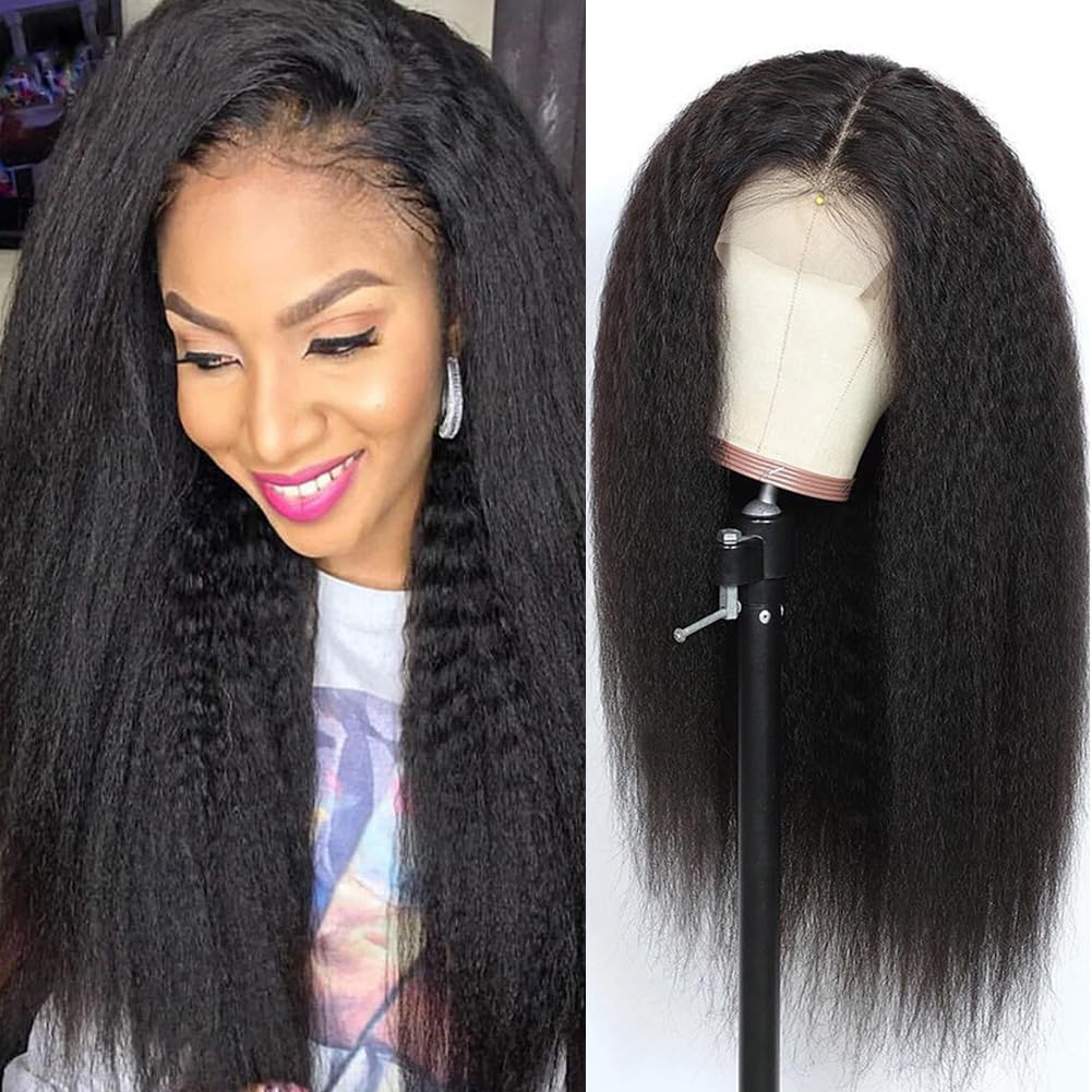 veravicky Lace Front Wigs Human Hair Kinky Straight Wigs for Black