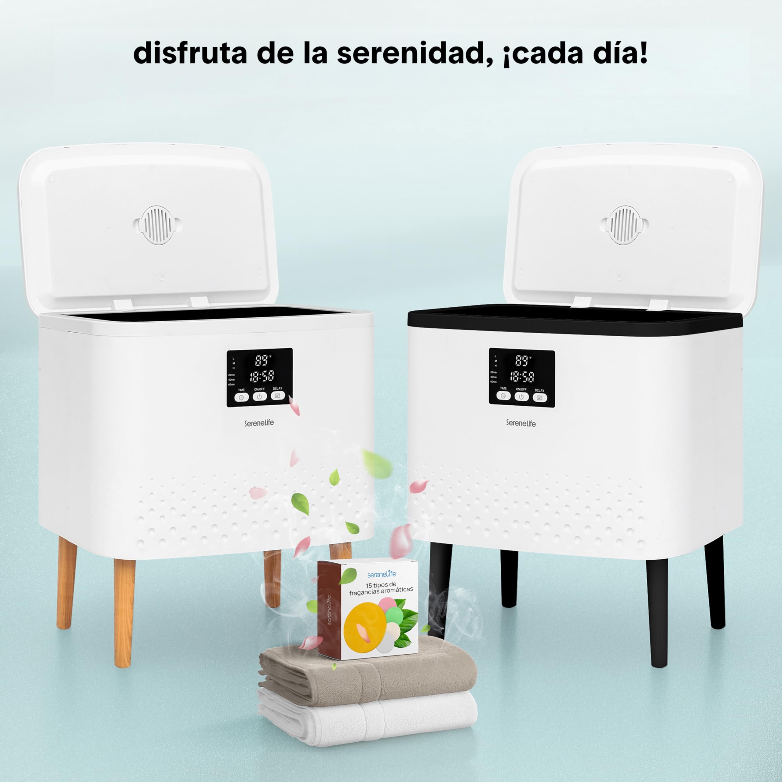 SereneLife Calentador de Toallas Rectangular, Gran Capacidad para Mantas y Paños, Control de un Solo Toque, Diseño Eficiente en Energia, Apagado Automatico, Capacidad de 20L