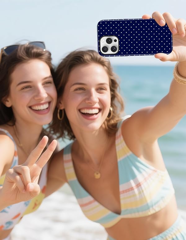 Aitipy Compatible with MagSafe Polka Dot Phone Case for iPhone 15 Pro Max, Cute Navy Blue Polka Dots Aesthetic Soft TPU and Hard PC Shockproof Protective Phone Cover for Women Girls-Shiny by Aitipy - Used condition - Image 7