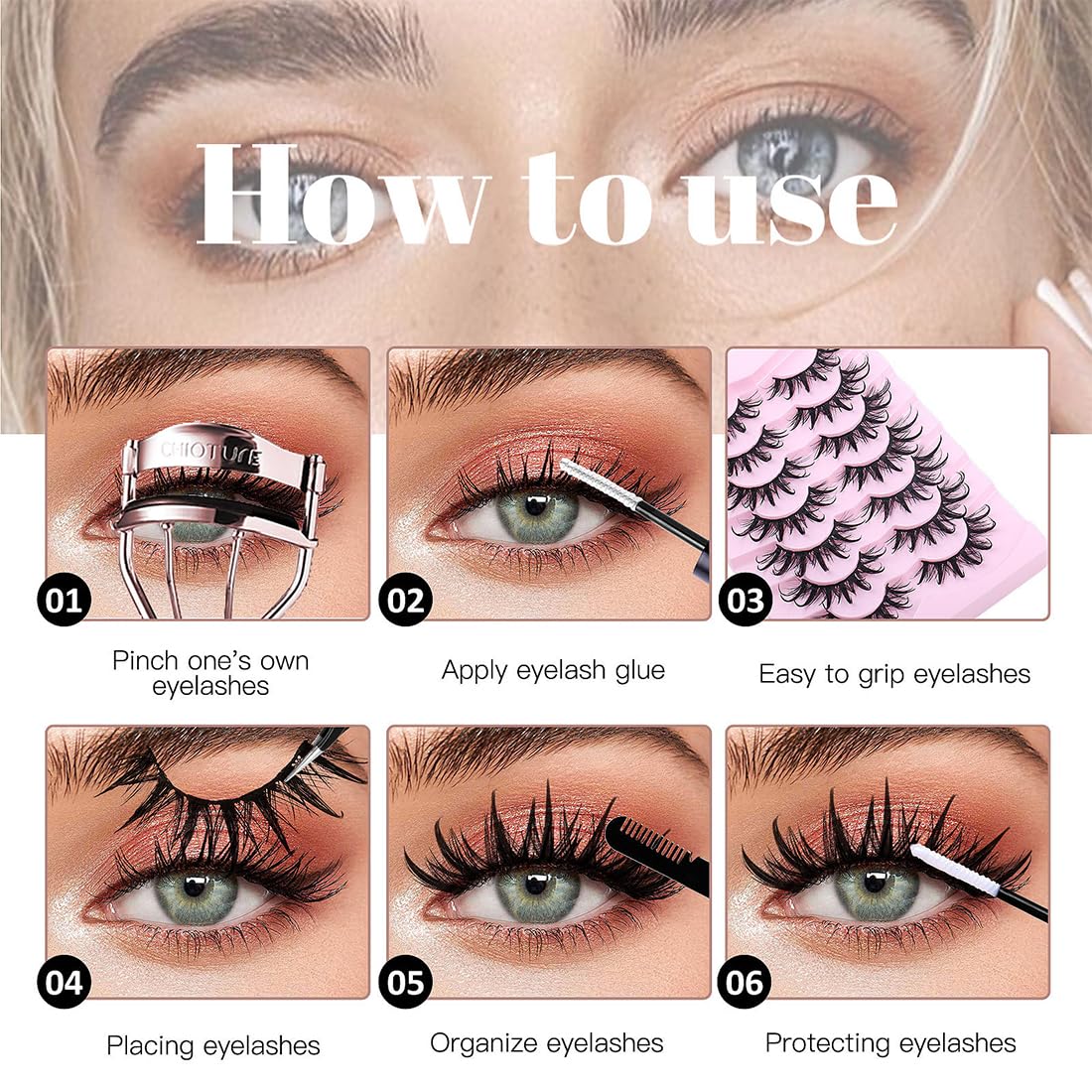 Ciglia Finte volume Occhio Di Gatto Ciglia Fluffy Strip Lashes Cat Eye Fake Lashes Fatte A Mano False Eyelashes (10 Paia)