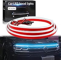 Vista 30 de Tira de luz para capó de automóvil, 79 pulgadas, tira de luces LED blancas para capó, flexible, impermeable, escaneo dinámico DC12V, luces