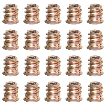 20Pcs M5 Threaded Inserts for Wood, M5x10mm Furniture Nuts Carbon Steel Hex Drive Threaded Inserts Thread Fastener Connector for Wood Furniture Assortment
