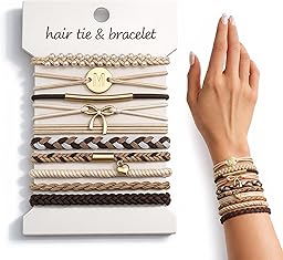 Fohufo Hair Ties No Damage - 10 Pcs Hair Scrunchies for Women Girls, Hair Ties for Thick Hair & Thin Hair, Hair Scrunchies Bands Bracelets, Initial Hair Accessories for Women, Birthday Gift - Letter M
