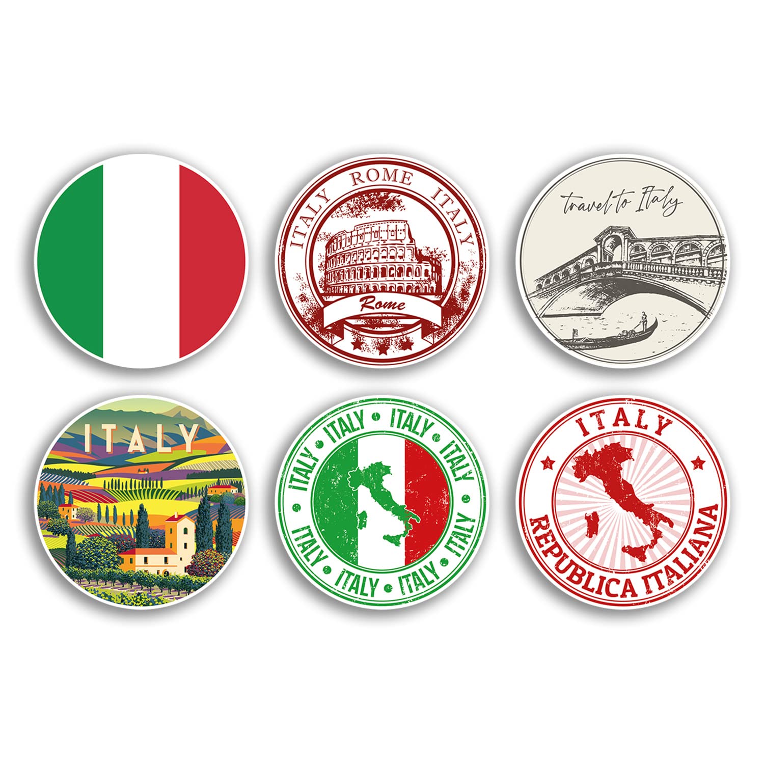 6 x 10cm Italy Vinyl Stickers - Italian Rome Country City Travel Map Flag Holiday Luggage Design Gift #78855