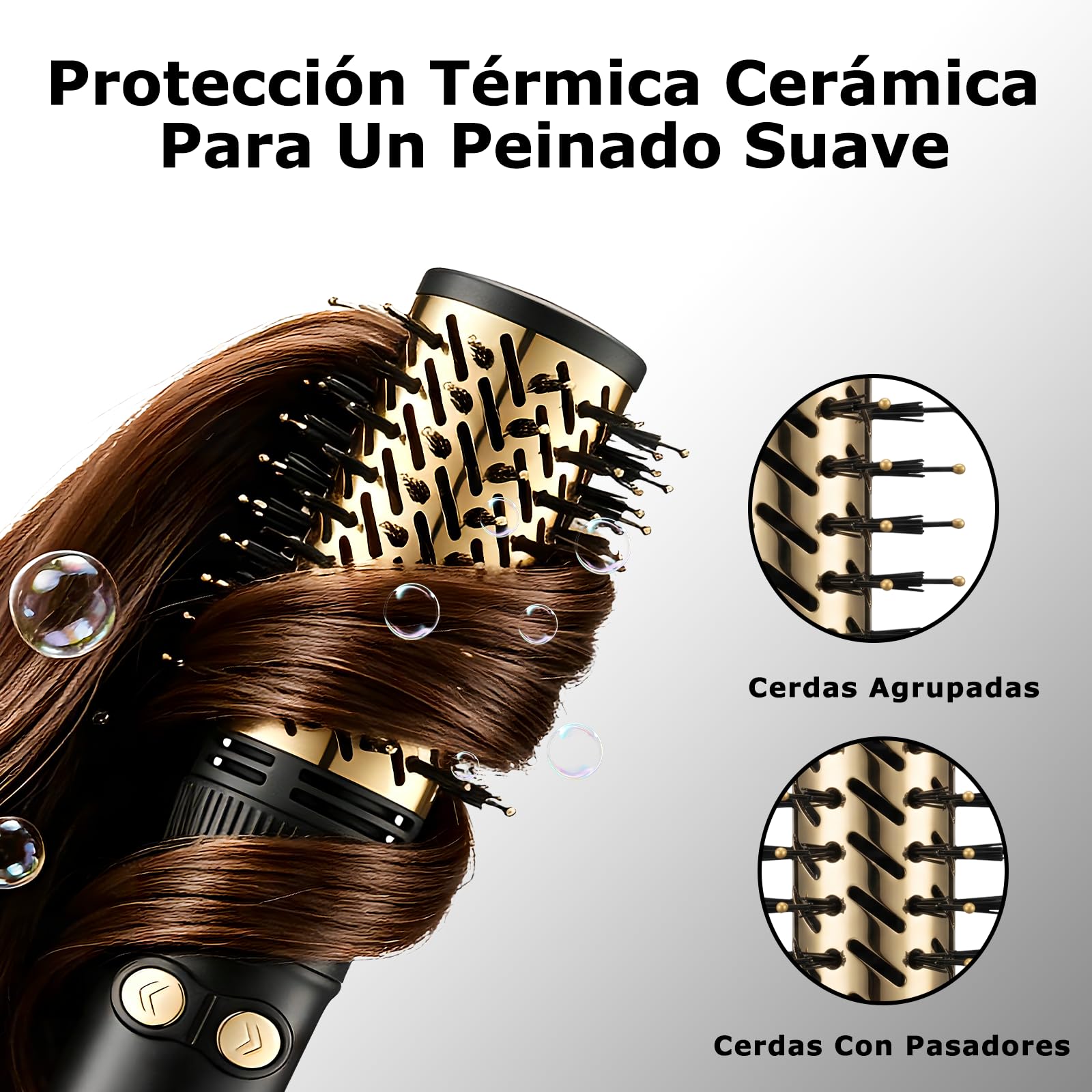 VGR 480 cepillo secador de pelo 2 en 1, 1200 W, Cepillos 32/50 mm, Negro | Cable giratorio de 360°, manejo cómodo, ayuda a alisar, moldear y aportar volumen al cabello