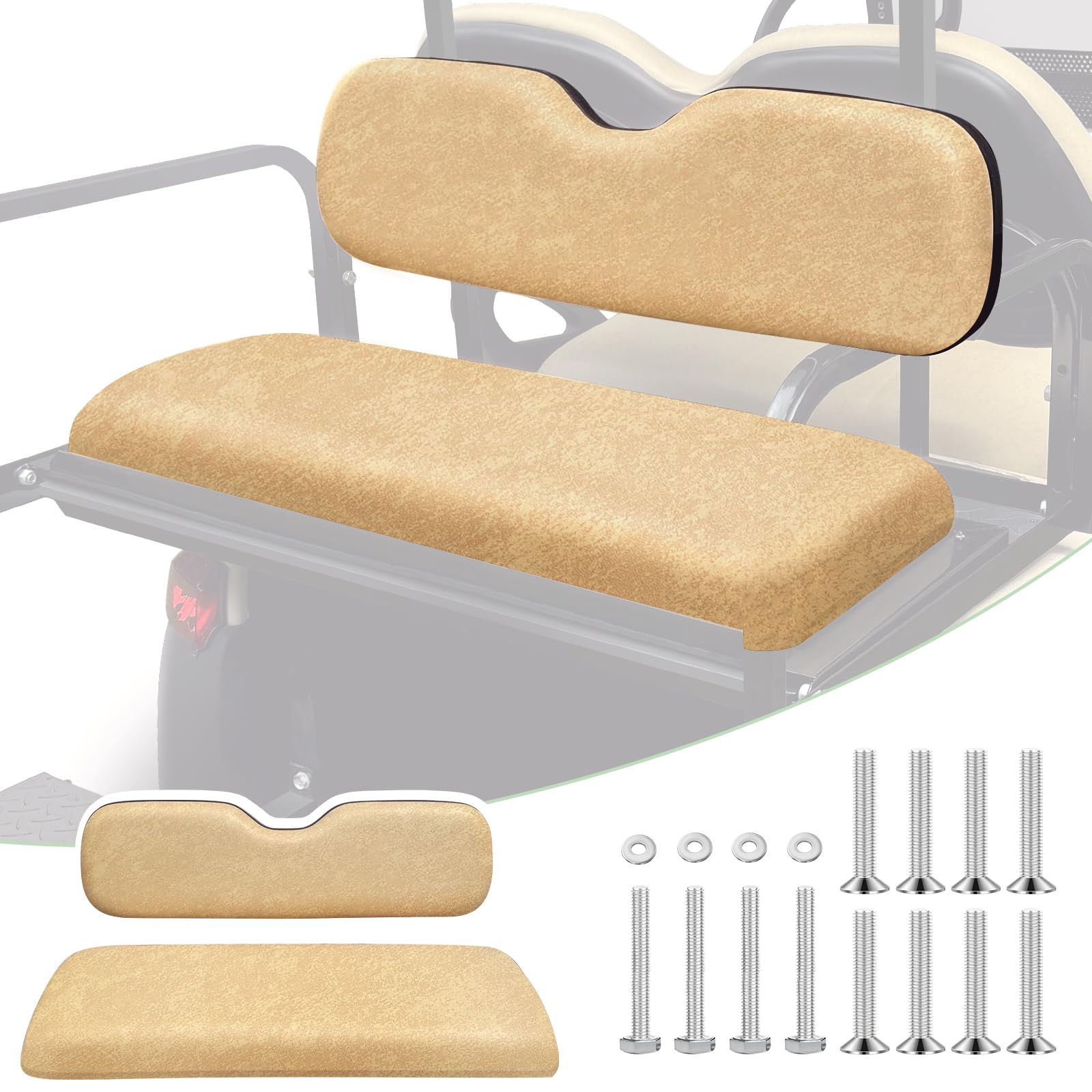 EZGO TXT - Asiento trasero abatible para carrito de golf, cojines traseros universales de repuesto para carrito de golf EZGO/Yamaha/Club Car Asiento trasero plegable, cojín inferior del asiento
