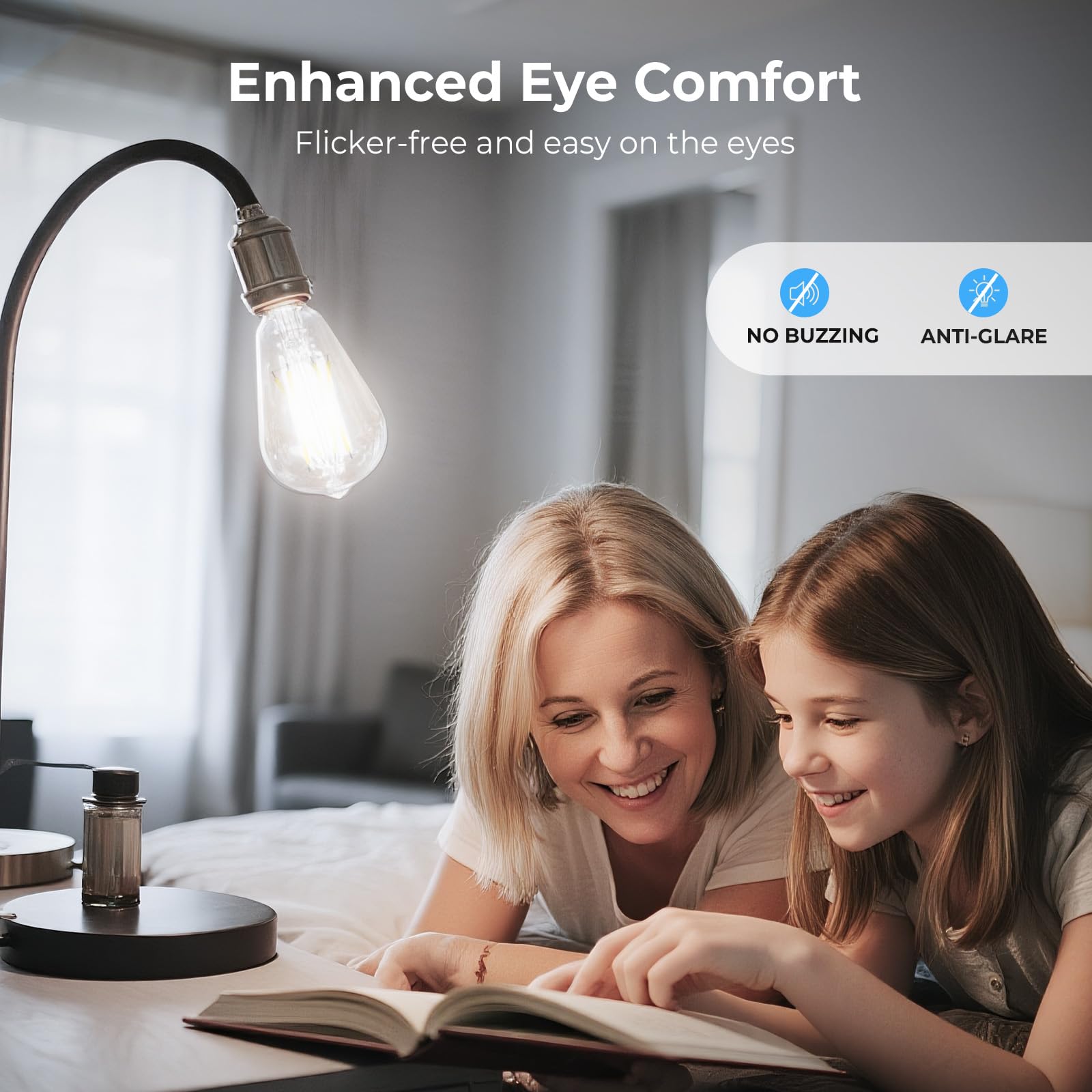 GvvooHome Bombillas Edison regulables, 4000 K, luz blanca diurna, 6 W, 60 W, equivalente a LED E26, bombillas vintage ST58, 600 lm, 90+ CRI, base E26, vidrio transparente, paquete de 6