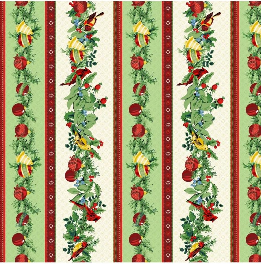 Maywood Studio Joyful Trimmings Border Stripe Metallic Red, Fabric by The Yard
