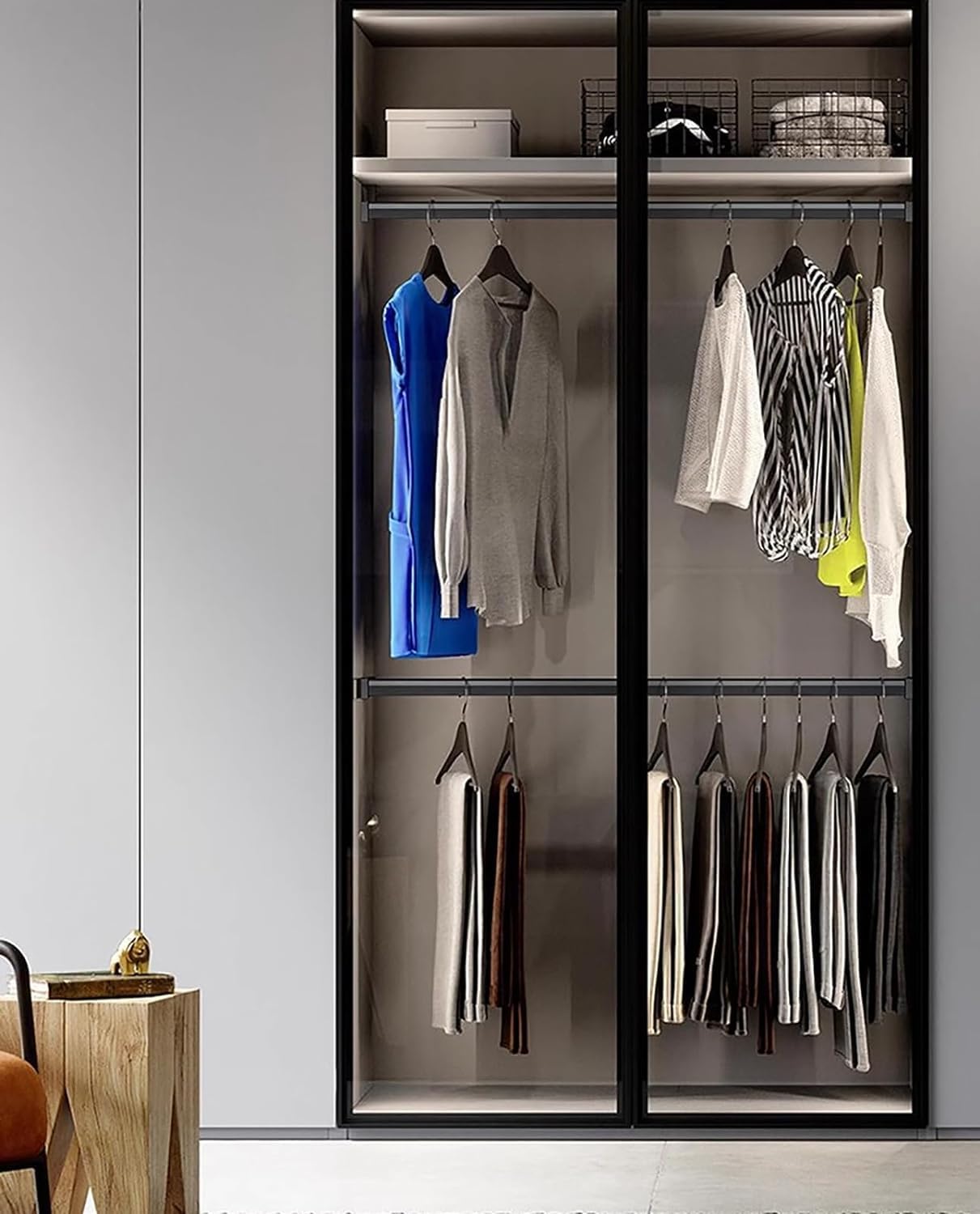 Closet Rod,Heavy Duty Closet Rod, Heavy Duty Closet Bar for Hanging Clothes Aluminum with Non-Slip Silence Strip, Detachable Wardrobe Bar for Cloakroom Shower Balcony,(Champagne,28in/71in)