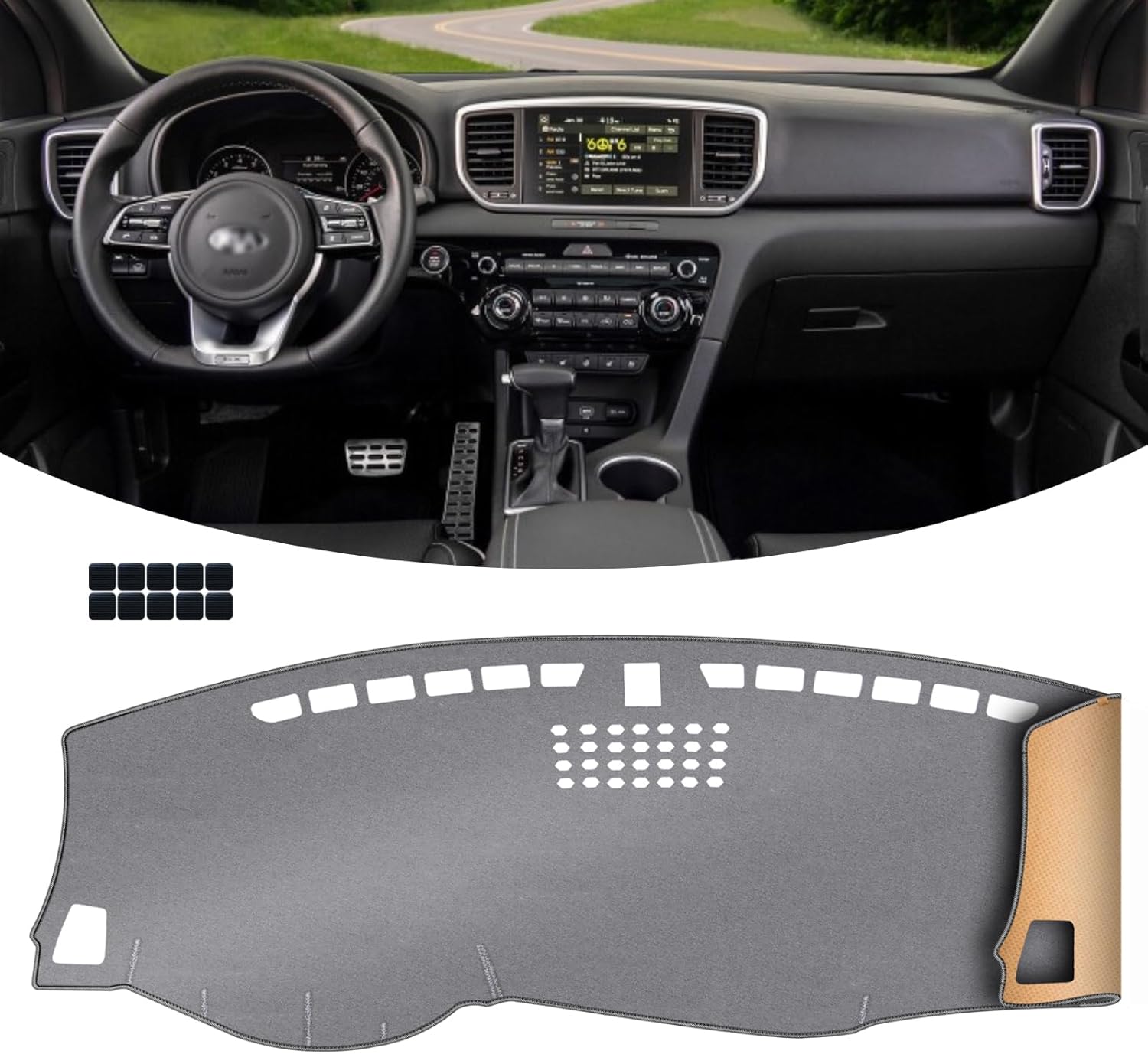 2 Layers Car Inner Dashboard Cover For KIA Sonet 2022 2023 2024 Left Hand Drive Dash Mat Sun Shade Pad Cooling - 34