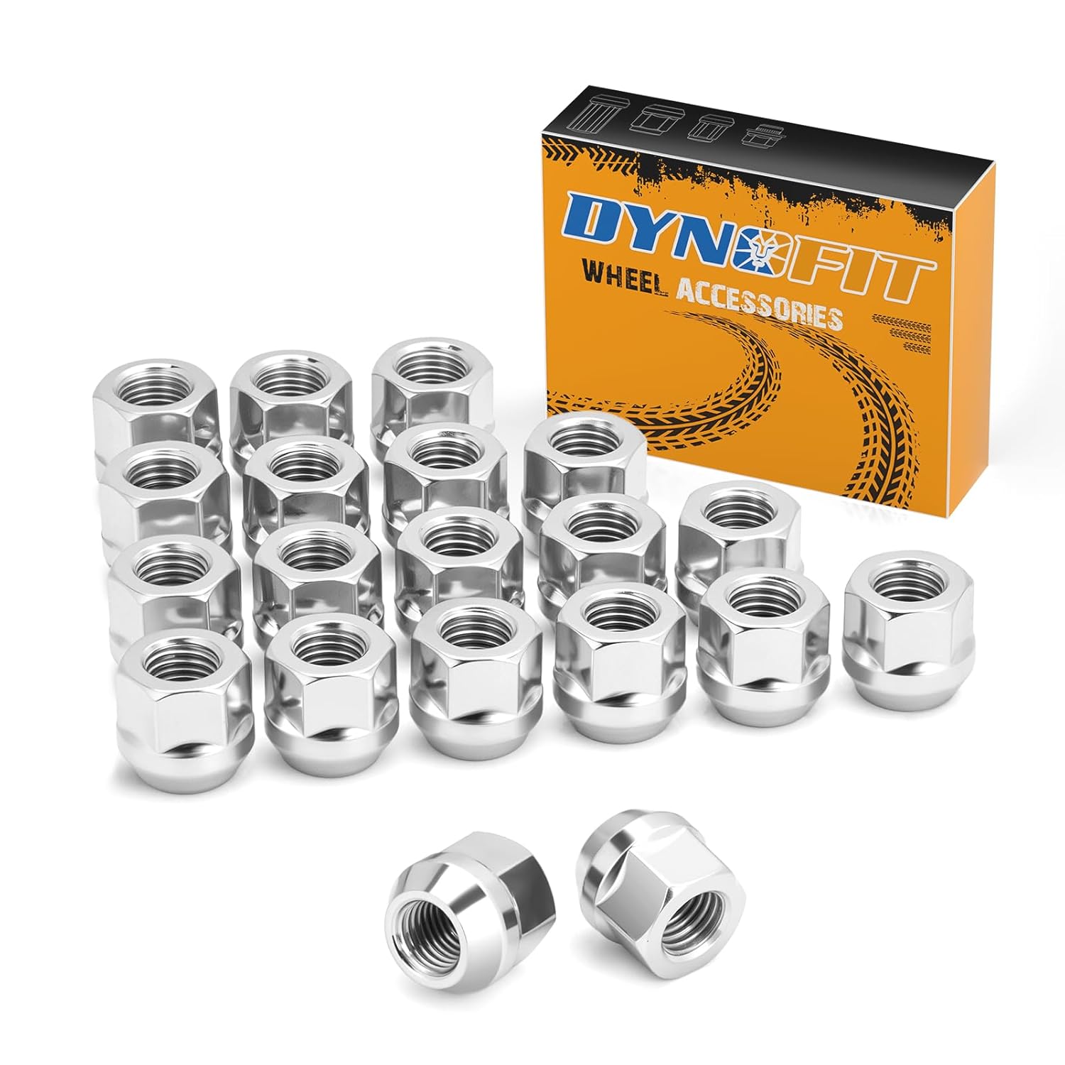Dynofit 7/16"-20 Open End Lug Nuts Compatible with Chevy Impala 1958-1970,Chevelle Monte Carlo Corvette Camaro Malibu Blazer,for Vintage Car,Muscle Car, Roadster, SUV, OE#Dorman 711-830 611-014,20PCS