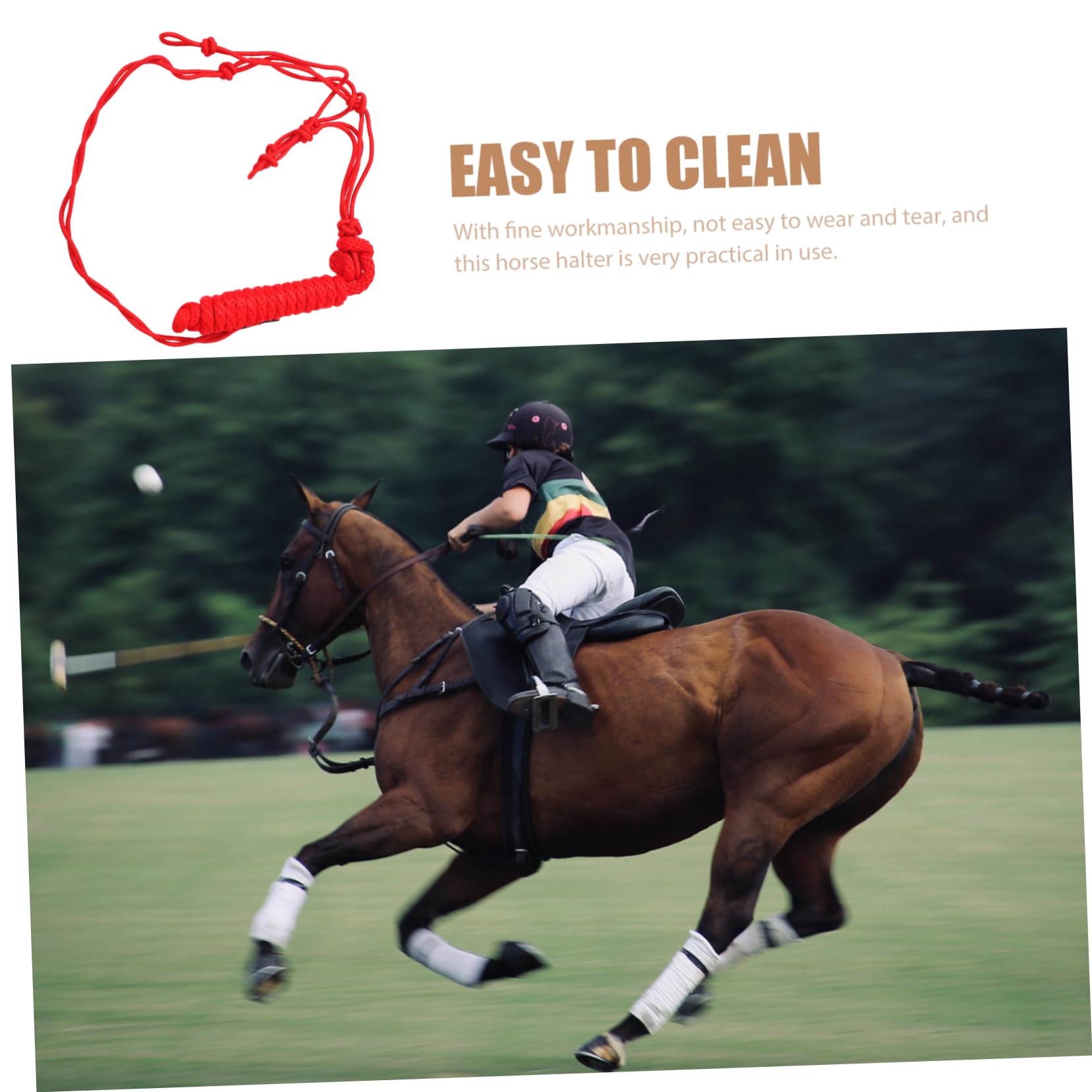 Cabestro para Caballo de Montar Rojo de Poliéster Portátil | Pista de Montar, Herramienta de Entrenamiento Equino, Fácil de Guardar y Transportar