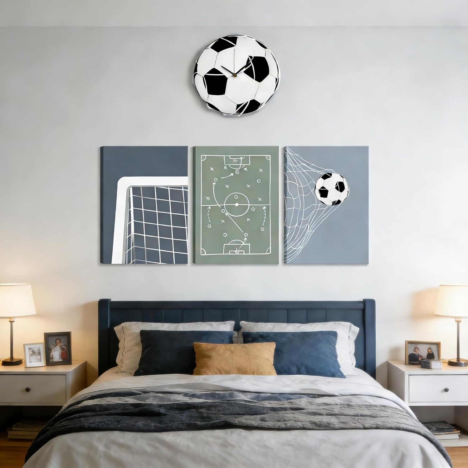 Soccer Wall Art Football Enthusiasts Painting Picture Wall DÉCor Inspirational Boys Football Home Decoration Poster Print Artwork For Bedroom Girls Room Boys Room Teen Kids Playroom 12x16In Framed